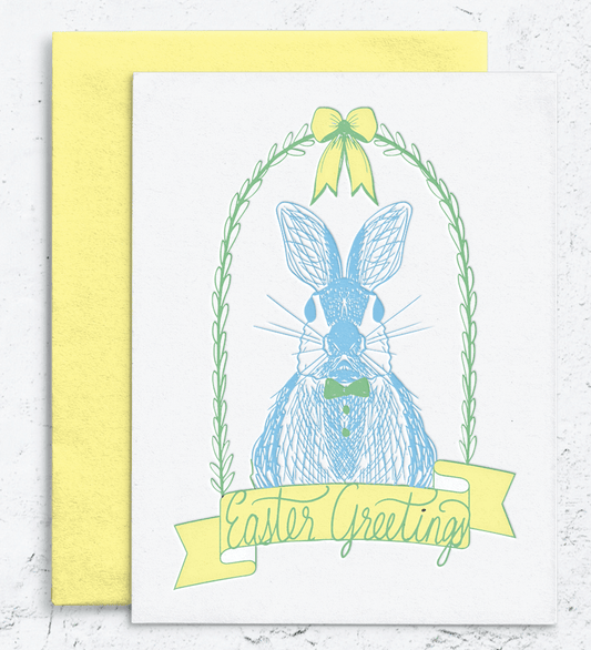 Easter Greetings Bunny Letterpress Card Box Set of 10