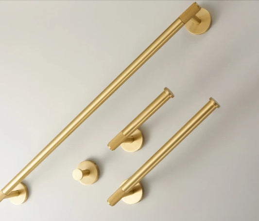 Knurled Bathroom Towel Bar - Modern Towel Bar and Bathroom Set - Toilet Paper Holder
