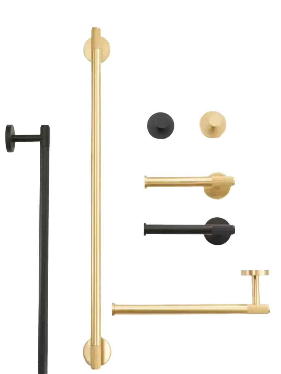 Knurled Bathroom Towel Bar - Modern Towel Bar and Bathroom Set - Toilet Paper Holder