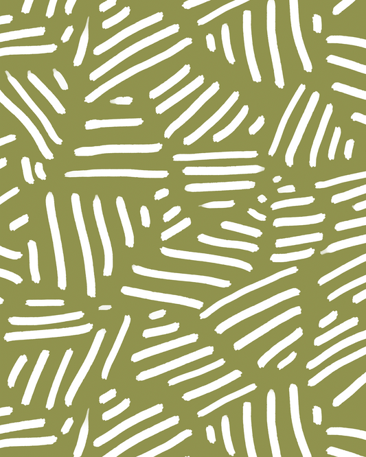 Simple Stripes Wallpaper, olive green