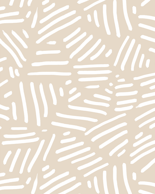 Simple Stripes Wallpaper, tan and white