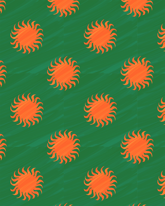 Sol Wallpaper, green and orange