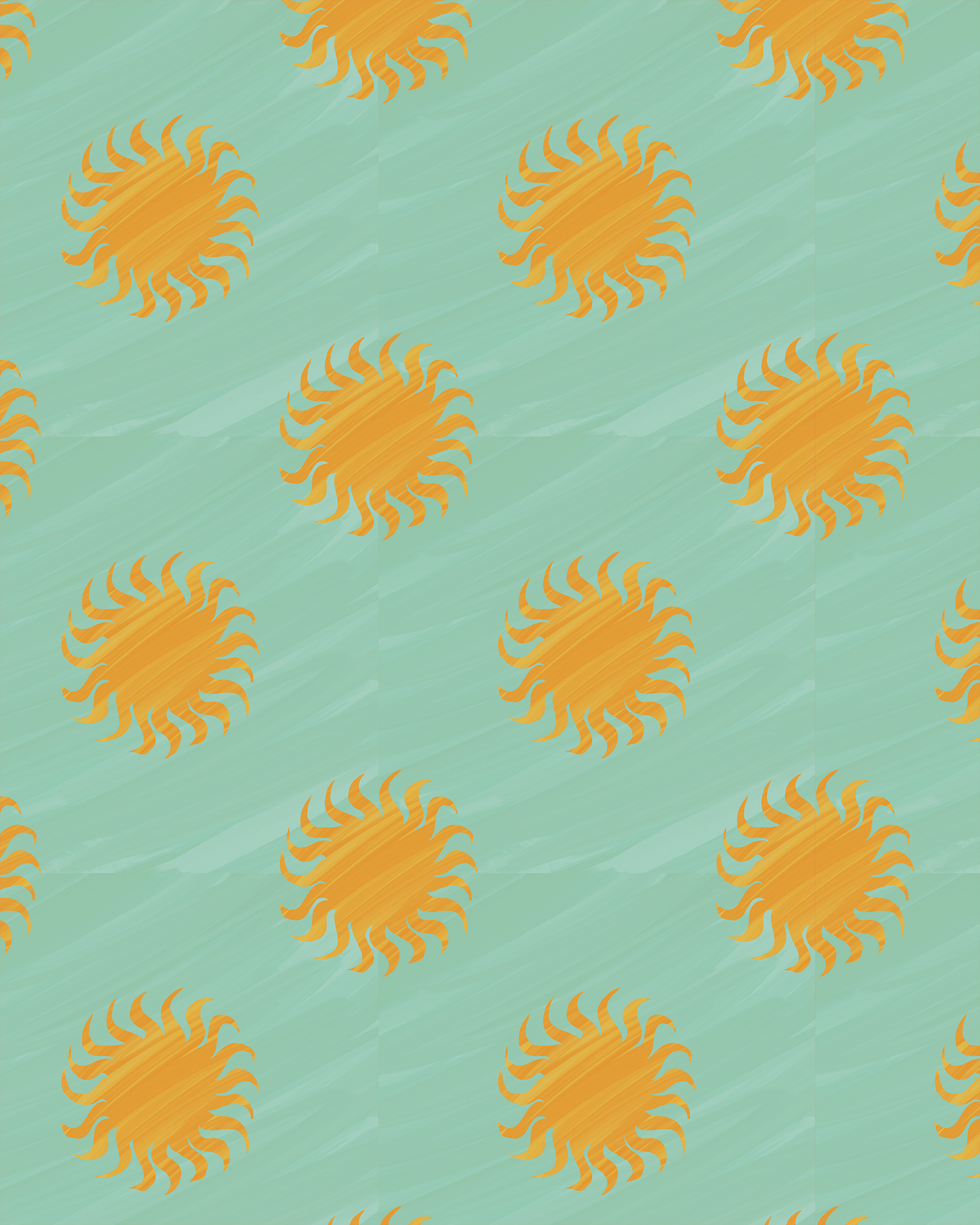 Sol Wallpaper, mint and yellow