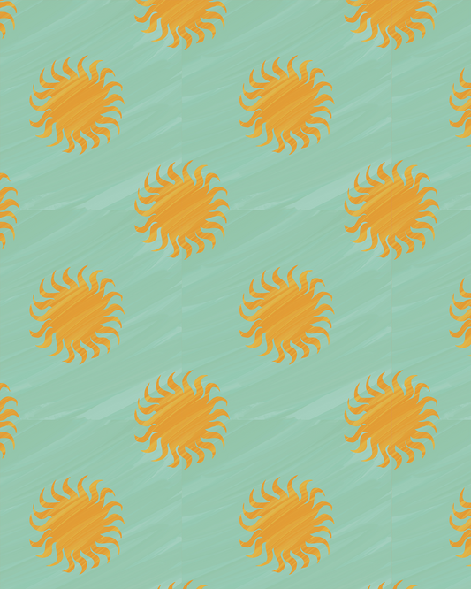 Sol Wallpaper, mint and yellow