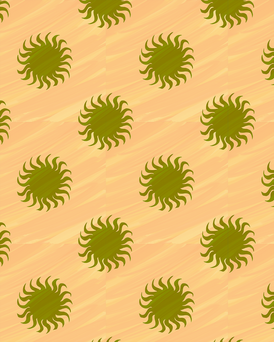 Sol Wallpaper, peach and olive green