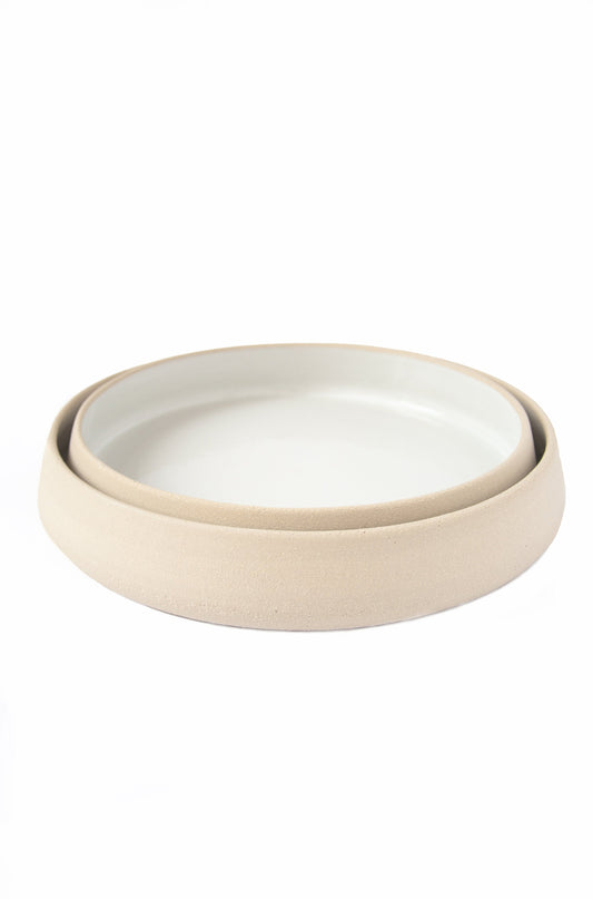 Handmade Stoneware Dinner Plates with High Sides