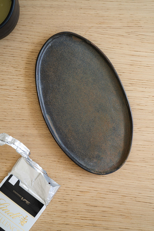 Rust Stoneware Oval Serving Platter