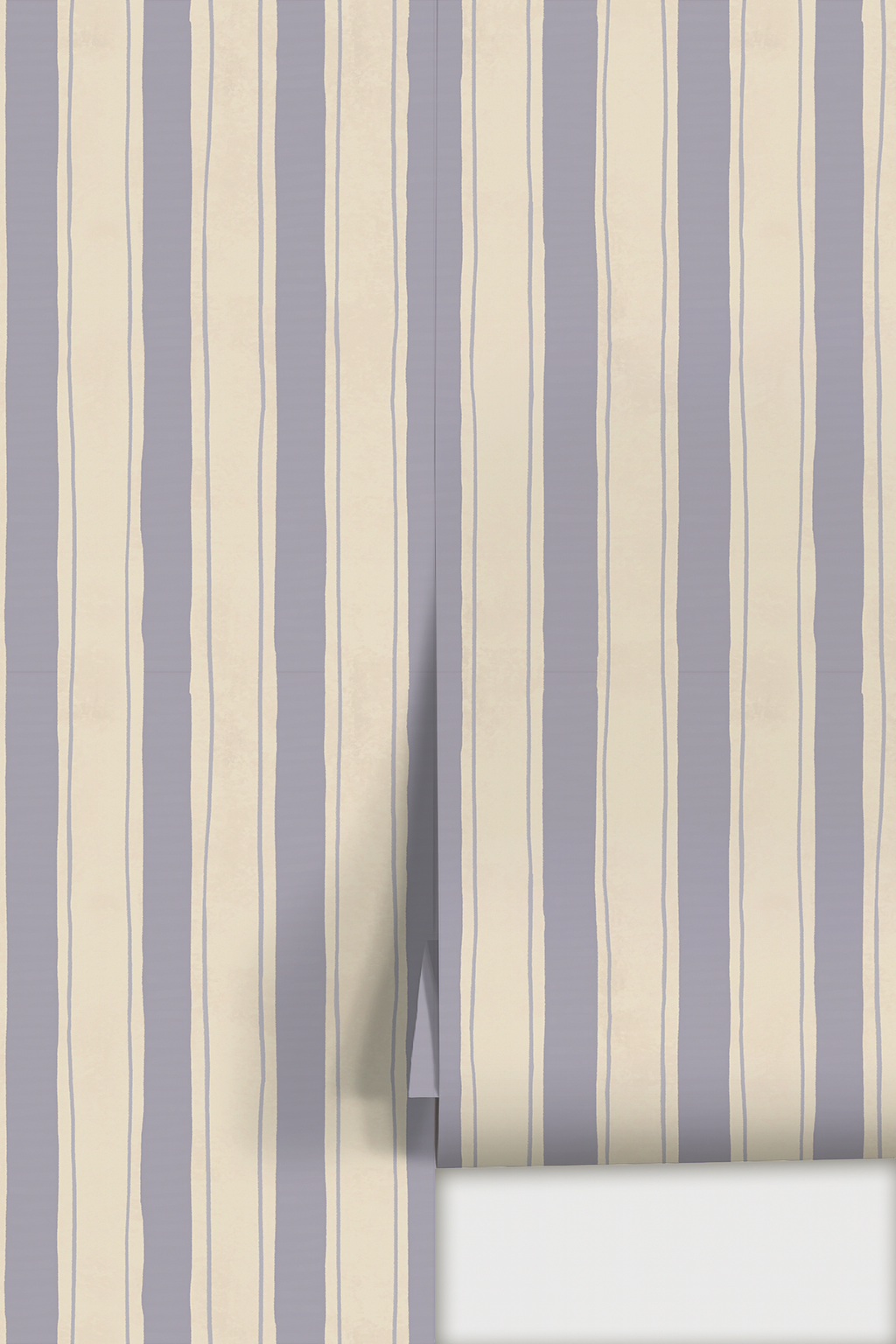 Riviera Stripe Wallpaper, off-white and lavender