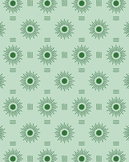 Sun Rays Wallpaper, mint & green