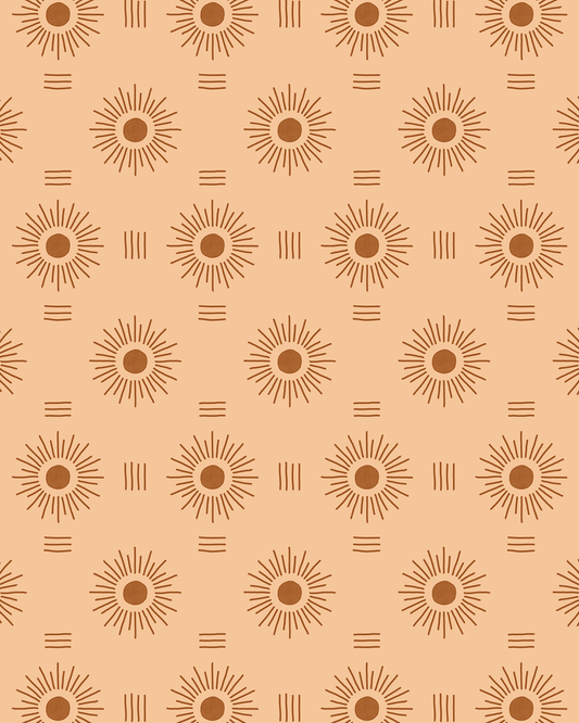 Sun Rays Wallpaper, peach and rust