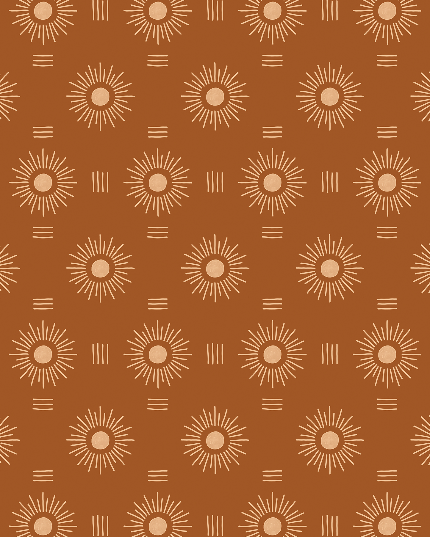 Sun Rays Wallpaper, rust and peach