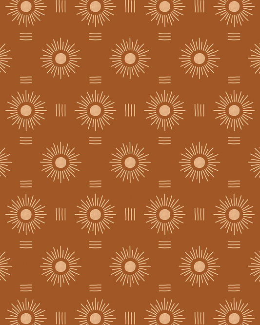 Sun Rays Wallpaper, rust and peach