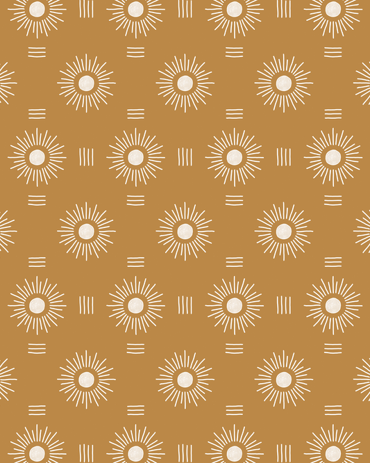 Sun Rays Wallpaper, mustard and white