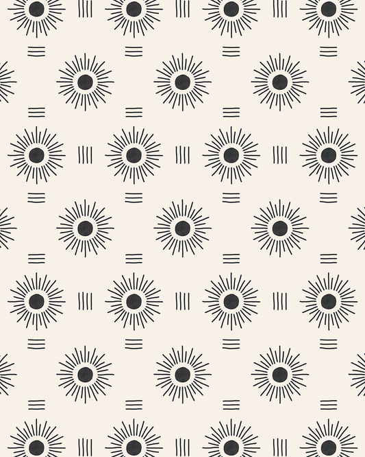 Sun Rays Wallpaper, off-white and black