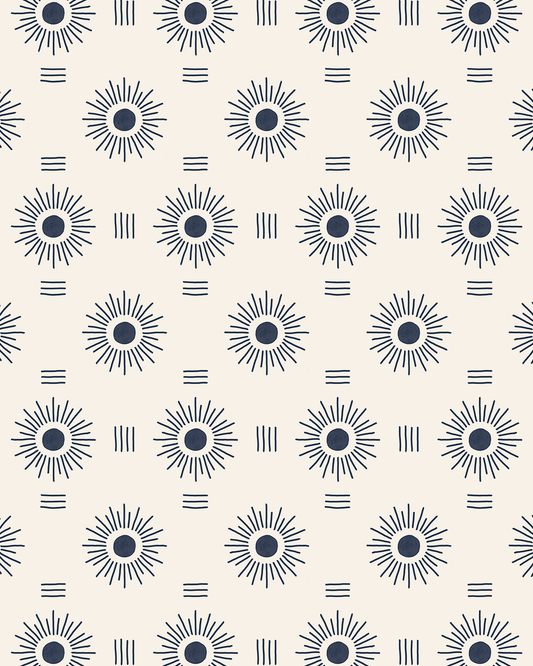 Sun Rays Wallpaper, off-white and navy