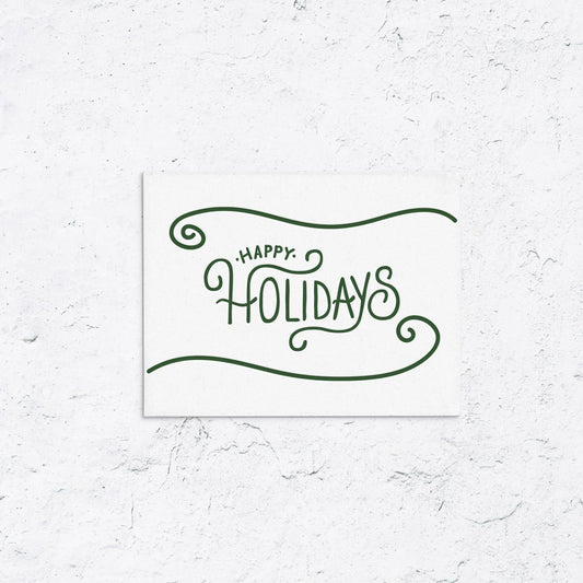 Happy Holidays Swirl Letterpress Box Set of 10