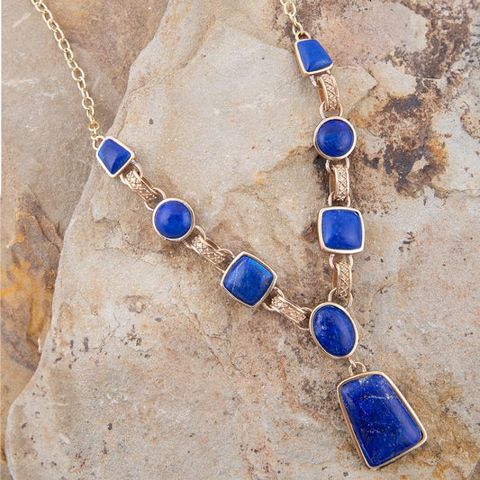 Royal Blue Lapis Golden Pendant Necklace