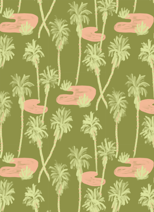 Palm Oasis Wallpaper, olive green