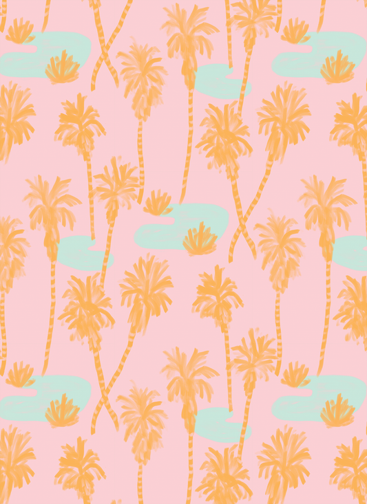 Palm Oasis Wallpaper, pink