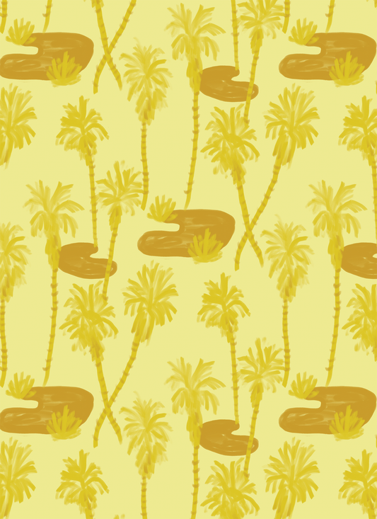 Palm Oasis Wallpaper, lemon yellow