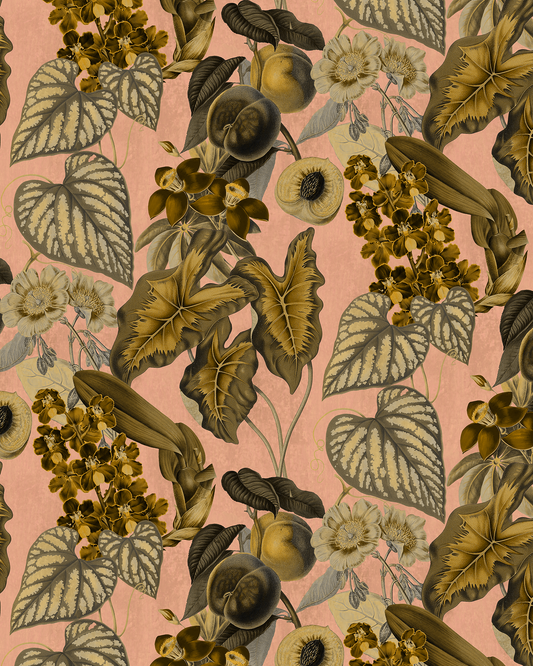 Cali Tropicale Wallpaper, peach and yellow