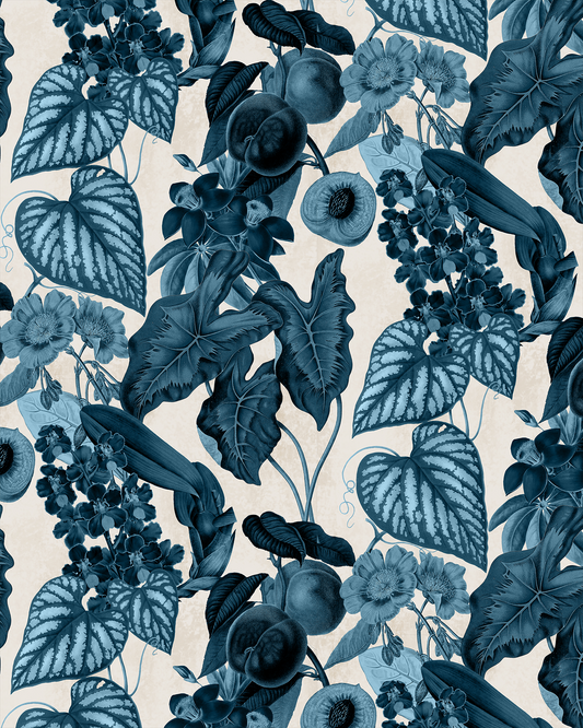 Cali Tropicale Wallpaper, off-white and blue