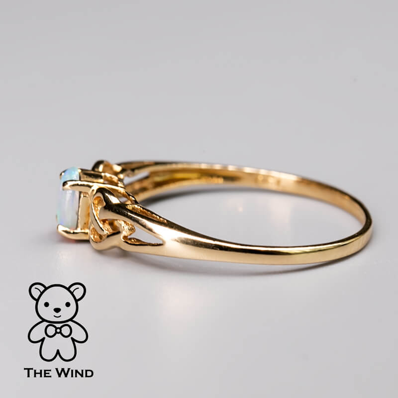 Vintage Inspired Australian Solid Opal Engagement Wedding Ring 14K Gold