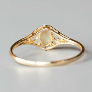 Vintage Inspired Oval Australian Solid Opal Ring 14K Yellow Gold
