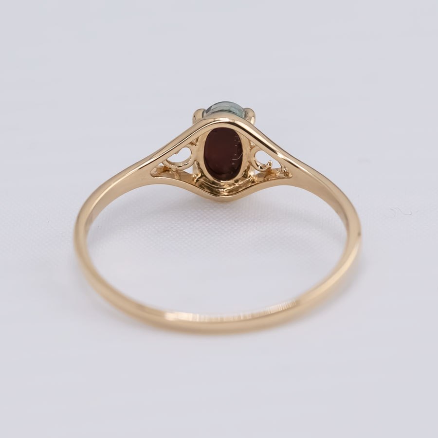 Vintage Inspired Oval Triplet Opal Engagement Ring 18K Yellow Gold