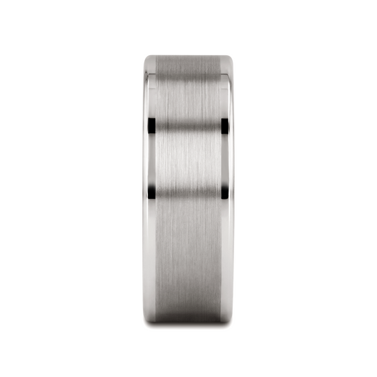 WAYNE Flat White Tungsten Wedding Band with Brushed Finished Center - 4mm - 8mm