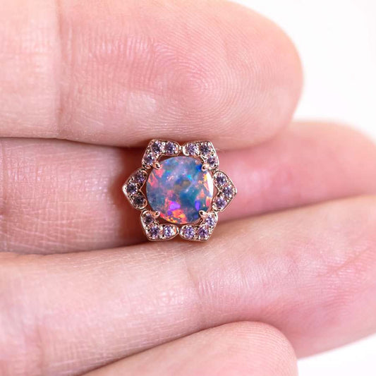 You Are in My Heart - Australian Doublet Opal Pink Sapphire Pendant 14K Rose Gold