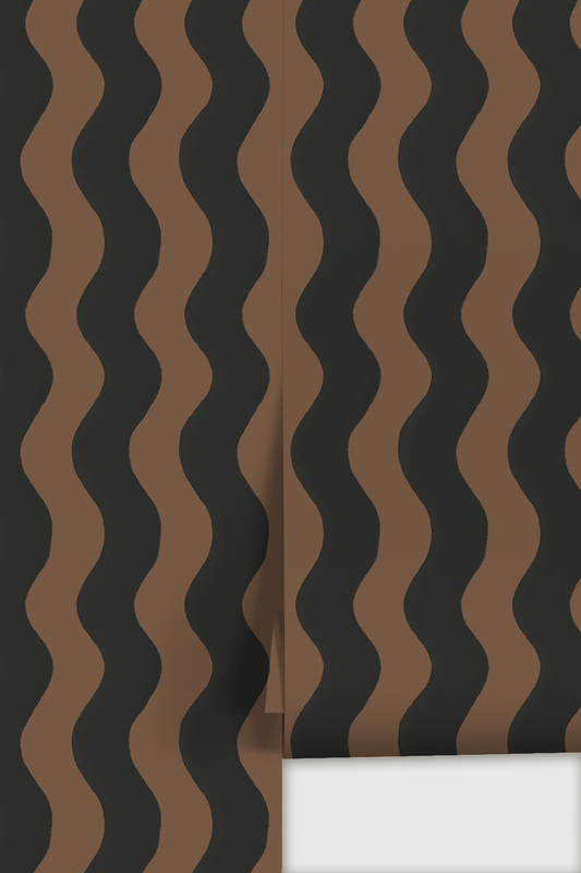 Ziggy Stripe Wallpaper, brown and black