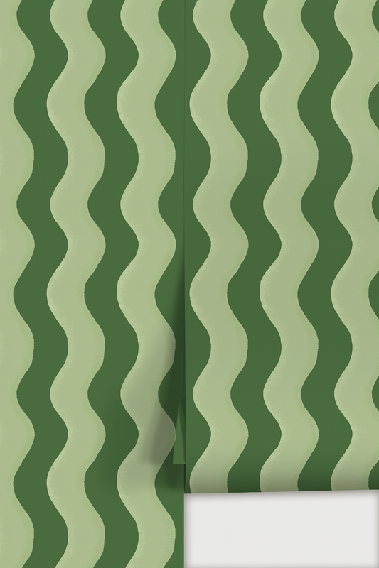Ziggy Stripe Wallpaper, green and sage
