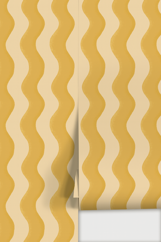 Ziggy Stripe Wallpaper, light apricot and mustard