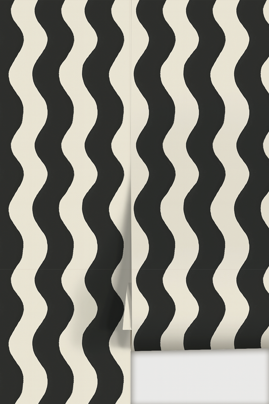 Ziggy Stripe Wallpaper, white and black