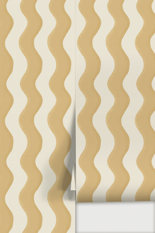 Ziggy Stripe Wallpaper, white and butter yellow
