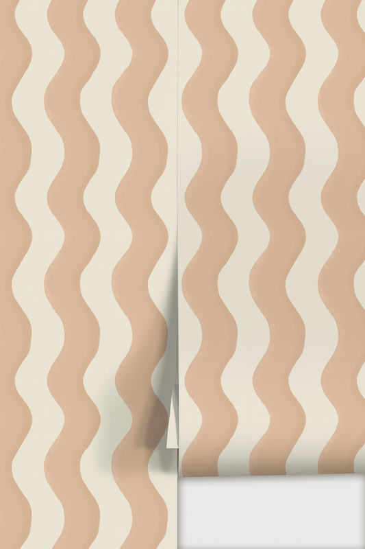 Ziggy Stripe Wallpaper, white and peach