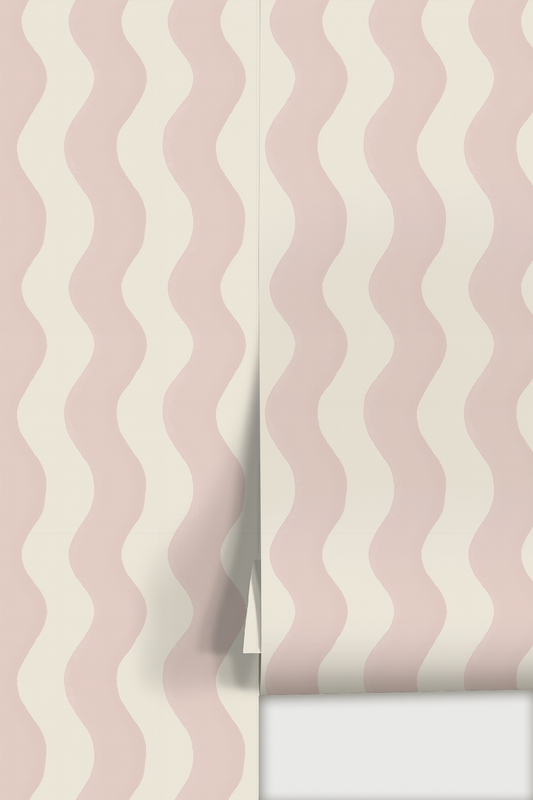 Ziggy Stripe Wallpaper, white and primrose pink