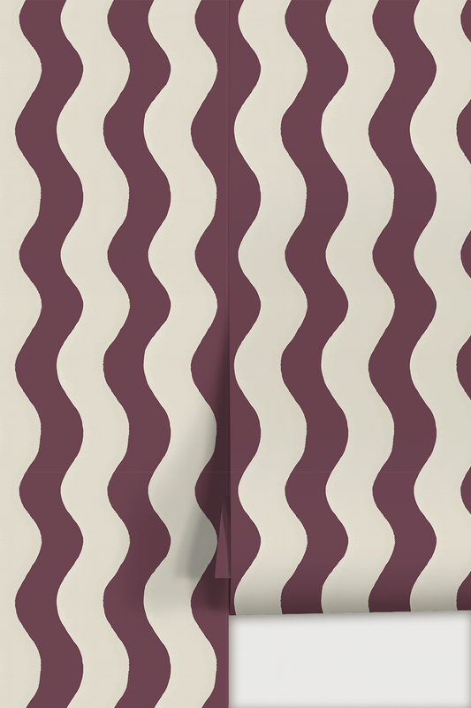 Ziggy Stripe Wallpaper, white and basil purple