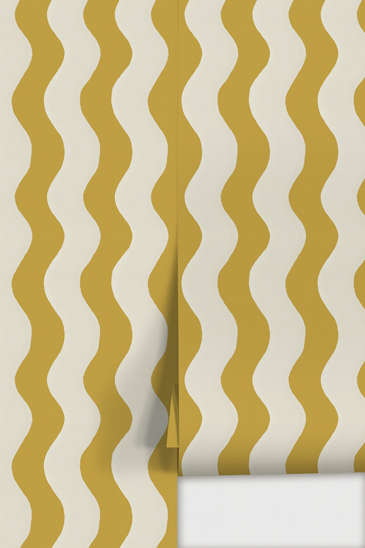 Ziggy Stripe Wallpaper, white and yellow