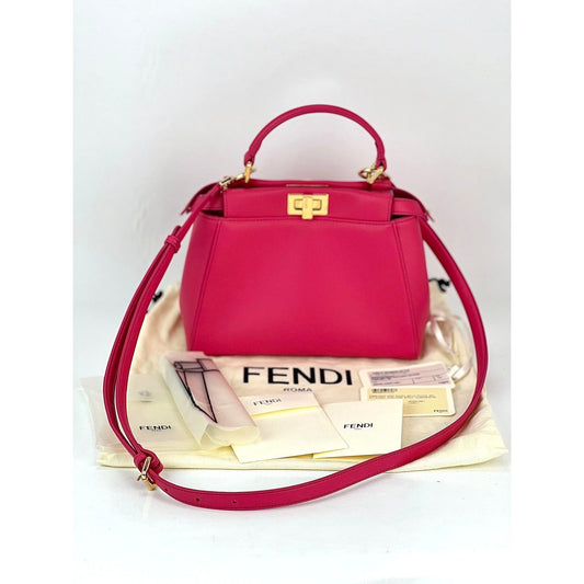Fendi Mini Peekaboo Pink Leather Hand Shoulder Bag