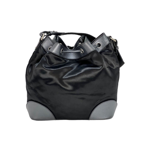 CHANEL Satin CC Large Black Bucket Shouler Bag