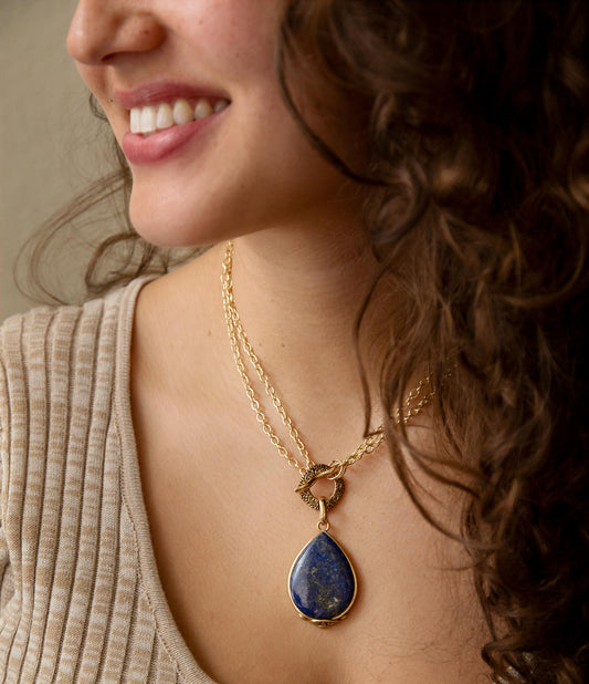 Abby Blue Lapis Golden Pendant Necklace