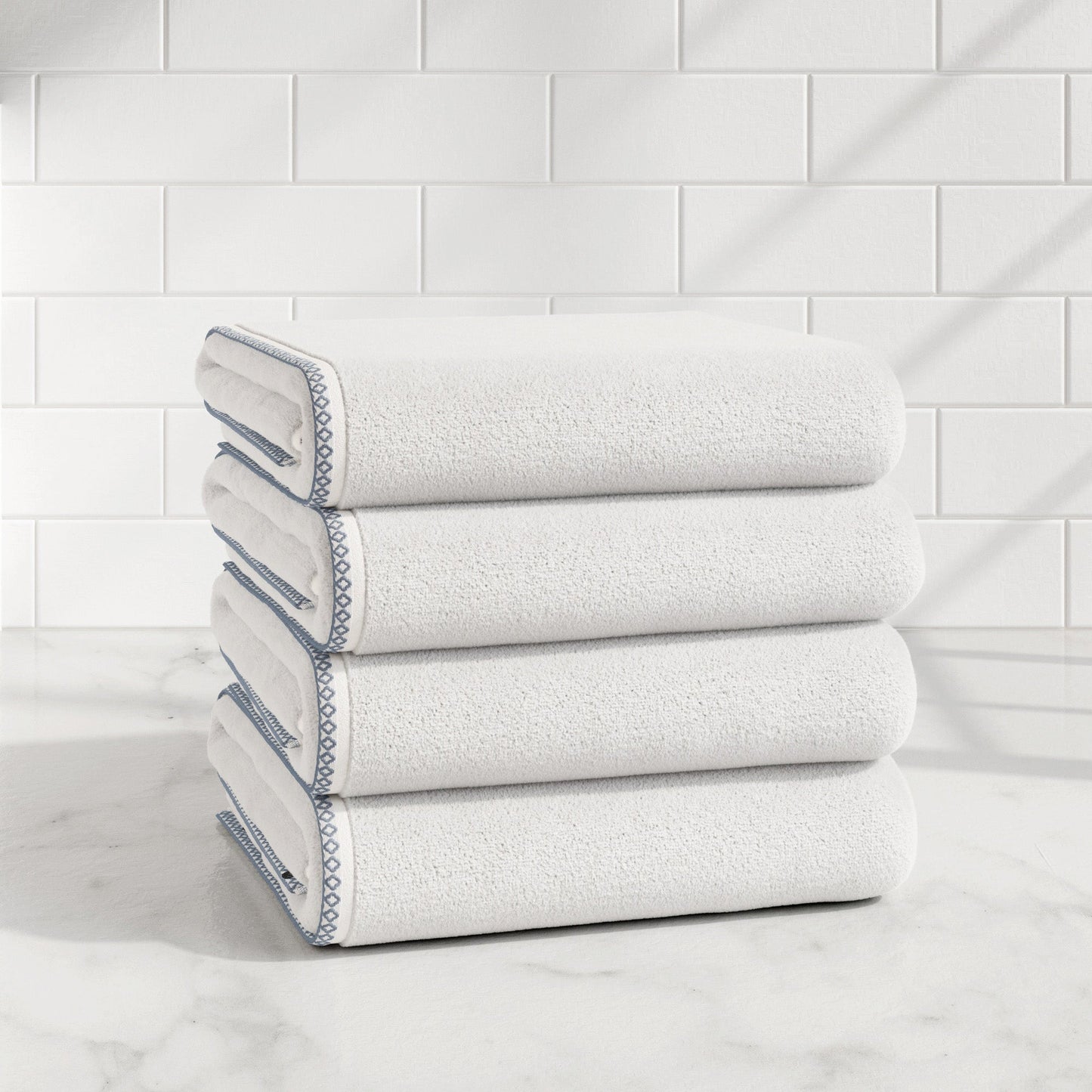 Cotton Border-Stitched 6-Piece Towel Set - Valery Collection
