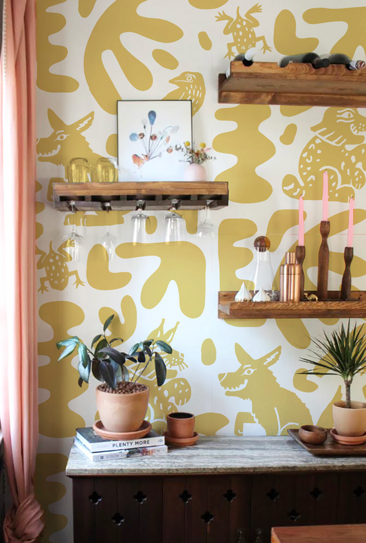 Abstract Animales Wallpaper, yellow