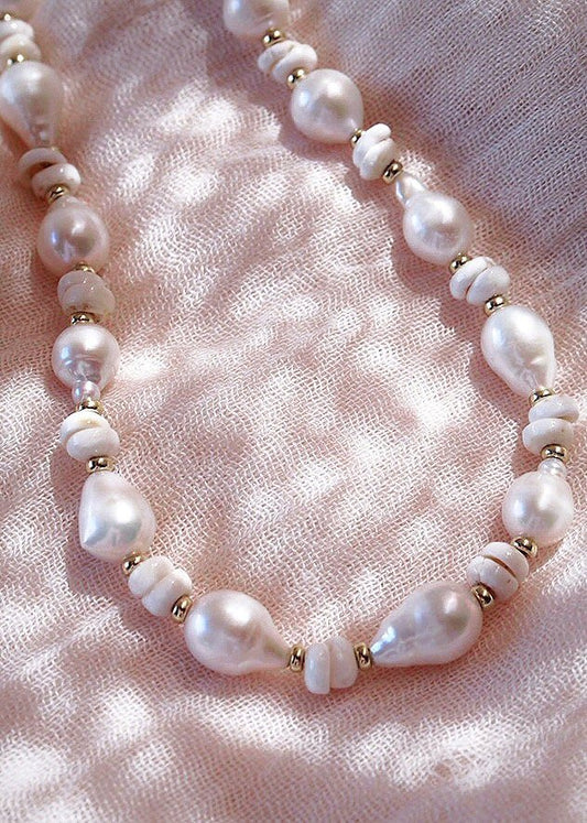 Baroque Pearl Puka Shell Necklace - Kakahi