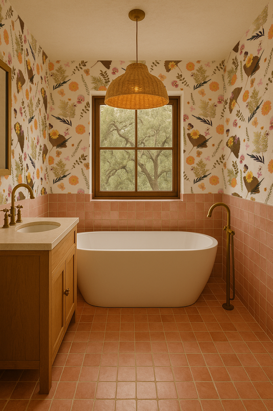 Pressed Fresh Version 01 Wallpaper, orange and pink