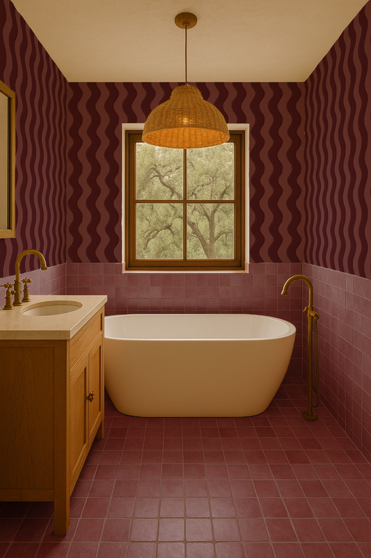 Ziggy Stripe Wallpaper, fig jam