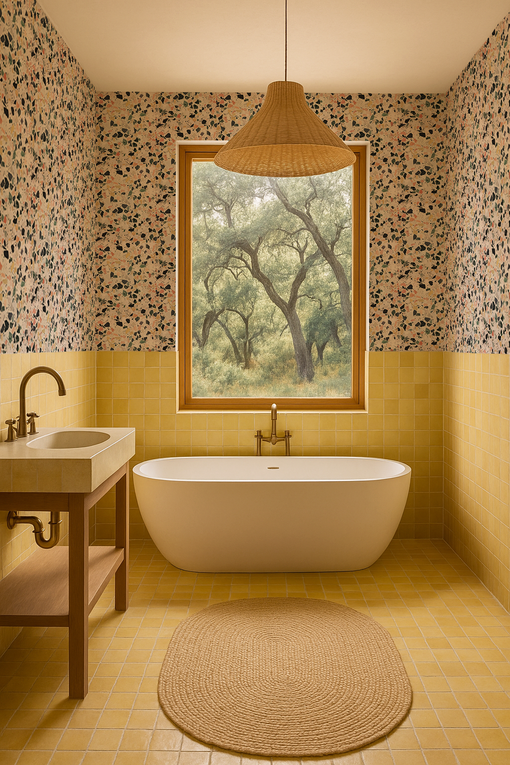 Mojave Terrazzo Wallpaper, peach & yellow