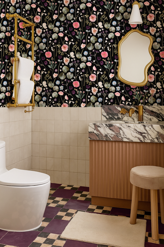 Floral Finds Wallpaper, black